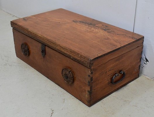 19th Century Solid Ash Trunk with Iron Handles-RVK-724802