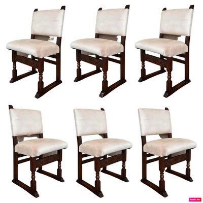 19th Century Spanish Carved Walnut Dining Chairs, Set of 6-PSK-1334361