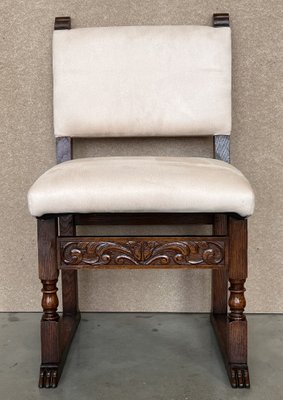 19th Century Spanish Carved Walnut Dining Chairs, Set of 6-PSK-1334361