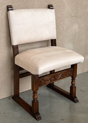 19th Century Spanish Carved Walnut Dining Chairs, Set of 6-PSK-1334361