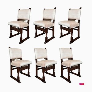 19th Century Spanish Carved Walnut Dining Chairs, Set of 6-PSK-1334361