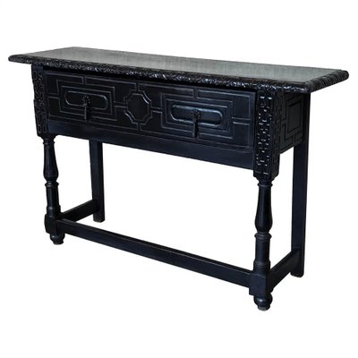 19th Century Spanish Console Table with Two Carved Drawers and Original Hardware, 1850a-PSK-1401069