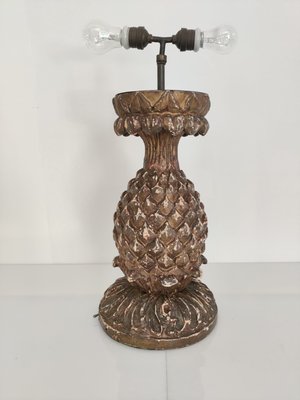 19th Century Stuccoed Wooden Pineapple Table Lamp-JJT-691674