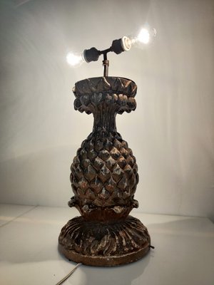 19th Century Stuccoed Wooden Pineapple Table Lamp-JJT-691674