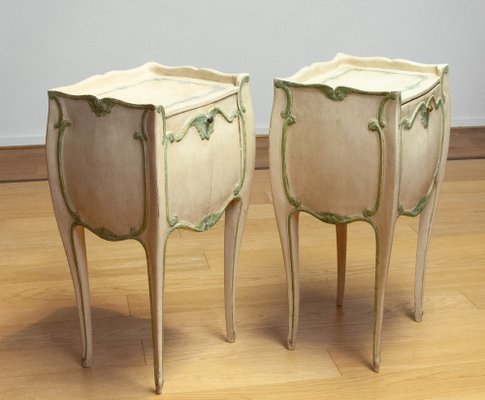 19th Century Swedish Bombay Curved and Painted Nightstands, Set of 2-JE-1812678