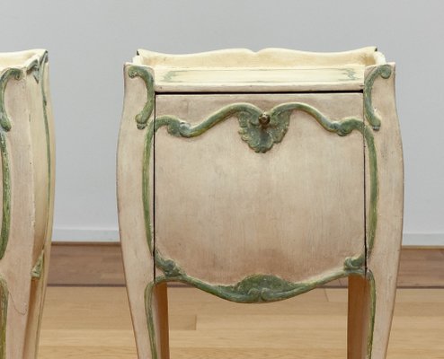 19th Century Swedish Bombay Curved and Painted Nightstands, Set of 2-JE-1812678