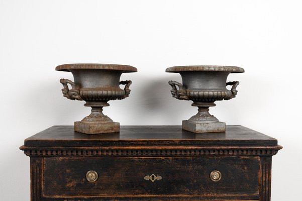 19th-Century Swedish Cast Iron Urns from J. & C.G. Bolinder Stockholm, Set of 2-MJF-959614