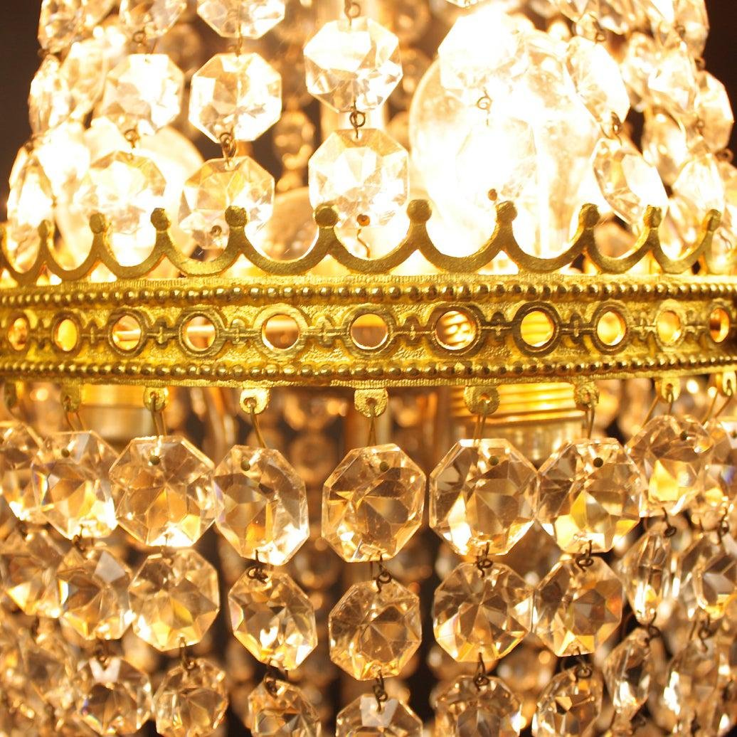 19th Century Swedish Cut-Crystal Ormolu Chandelier