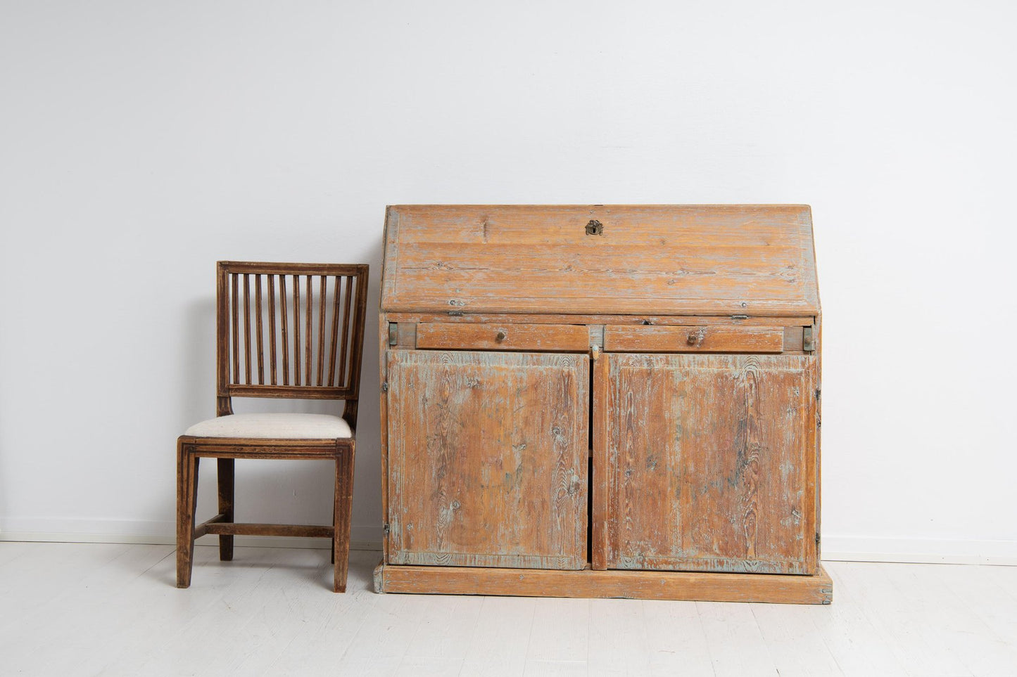 19th Century Swedish Folk Art Country Secretary Desk