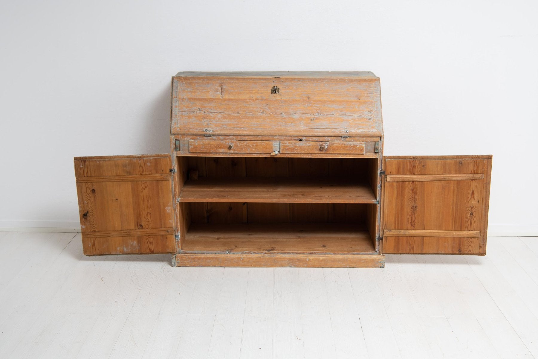 19th Century Swedish Folk Art Country Secretary Desk