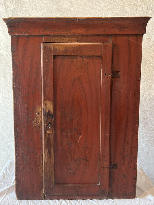 19th Century Swedish Folk Art Wall Cabinet in Patinated Red Color