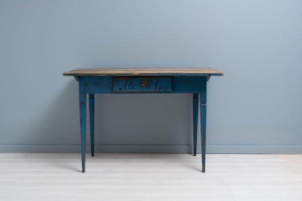 19th Century Swedish Gustavian Style Blue Country Desk-MJF-1252350