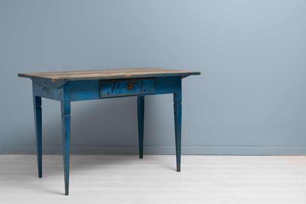 19th Century Swedish Gustavian Style Blue Country Desk-MJF-1252350