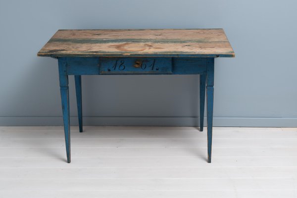 19th Century Swedish Gustavian Style Blue Country Desk-MJF-1252350