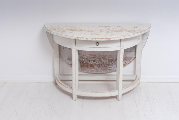 19th Century Swedish Gustavian White Country Drop Leaf Table-MJF-1217585