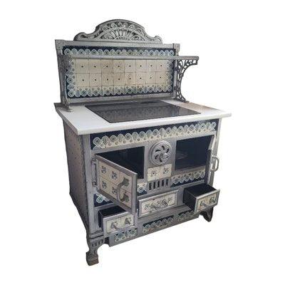 19th Century Swedish Metal and Tile Stove-TCS-1744353