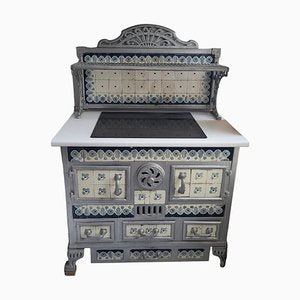 19th Century Swedish Metal and Tile Stove-TCS-1744353