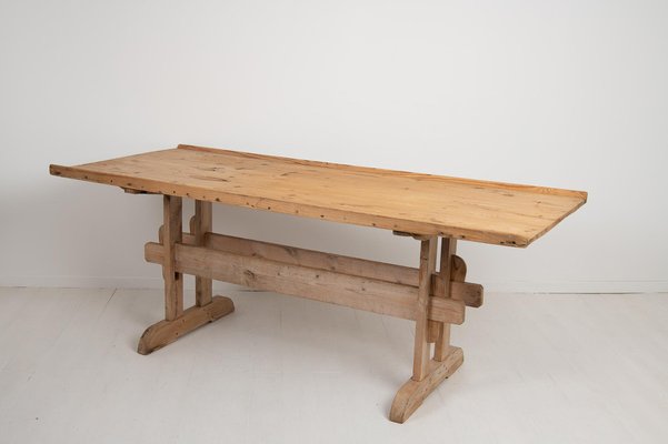 19th Century Swedish Pine Country Dining Trestle Table-MJF-984203