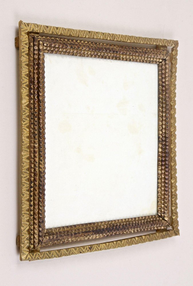 19th Century Tramp Art Gilt Rustic Photo Frame, Austria, 1870s