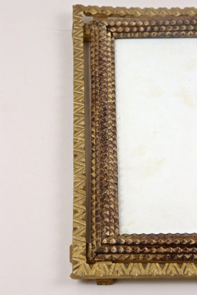 19th Century Tramp Art Gilt Rustic Photo Frame, Austria, 1870s