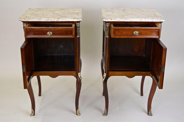 19th Century Transitional Pillar Nightstands, France, 1870s, Set of 2-TQA-1446918