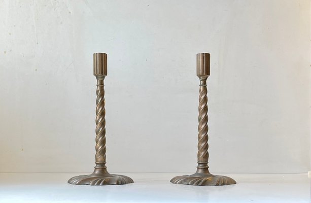 19th Century Twisted Gothic Candlesticks in Bronze, Set of 2-LCR-1300289