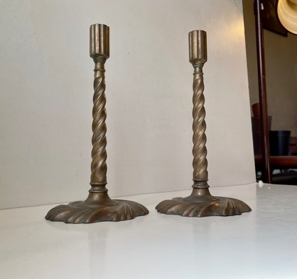 19th Century Twisted Gothic Candlesticks in Bronze, Set of 2-LCR-1300289