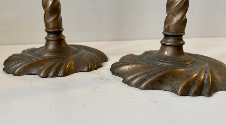 19th Century Twisted Gothic Candlesticks in Bronze, Set of 2-LCR-1300289