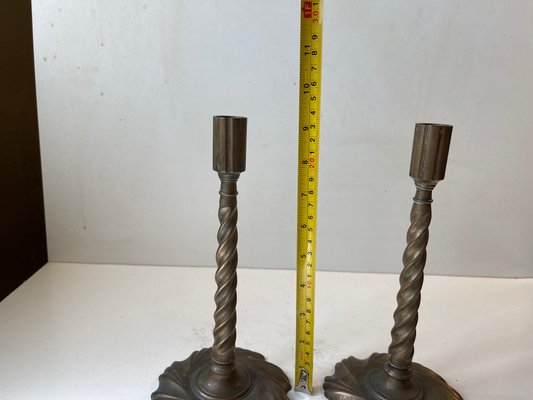 19th Century Twisted Gothic Candlesticks in Bronze, Set of 2-LCR-1300289