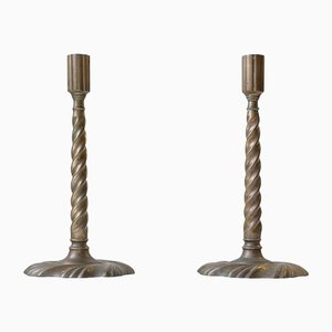 19th Century Twisted Gothic Candlesticks in Bronze, Set of 2-LCR-1300289