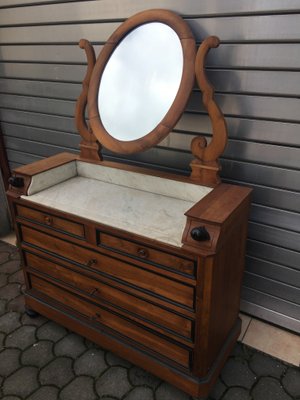 19th Century Walnut and Marble Dressing Table-WQQ-657647