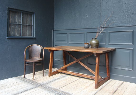 19th Century Walnut and Pine Spanish Trestle Table-TAT-2032436