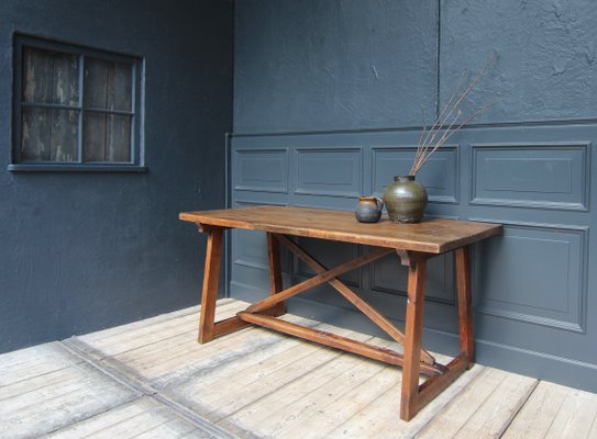 19th Century Walnut and Pine Spanish Trestle Table-TAT-2032436