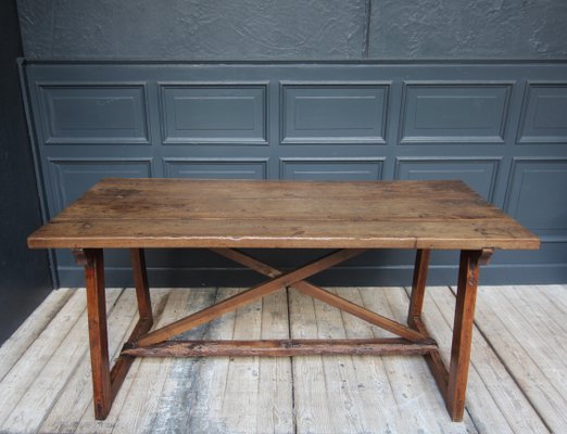 19th Century Walnut and Pine Spanish Trestle Table-TAT-2032436