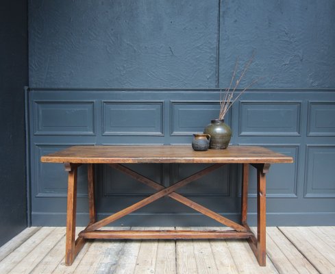 19th Century Walnut and Pine Spanish Trestle Table-TAT-2032436