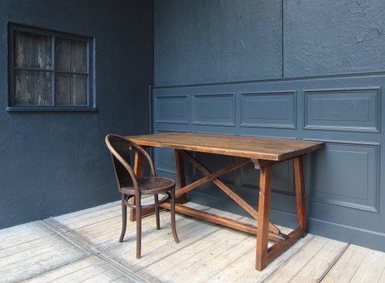 19th Century Walnut and Pine Spanish Trestle Table-TAT-2032436