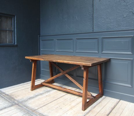 19th Century Walnut and Pine Spanish Trestle Table-TAT-2032436