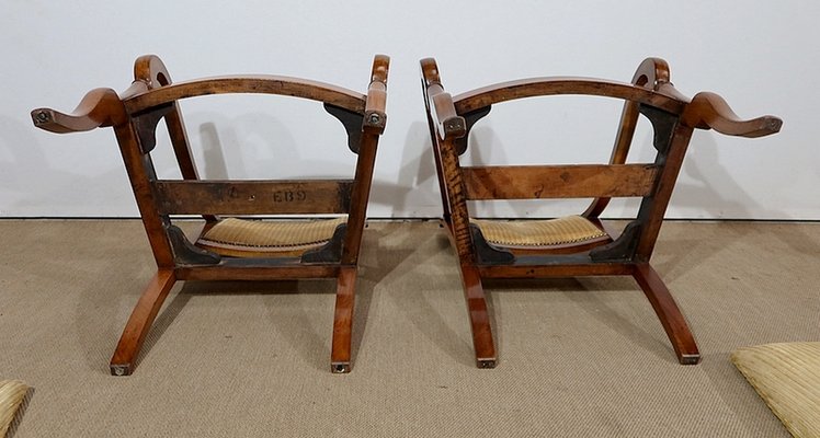 19th Century Walnut Stock Armchairs, Set of 2-RVK-1179111