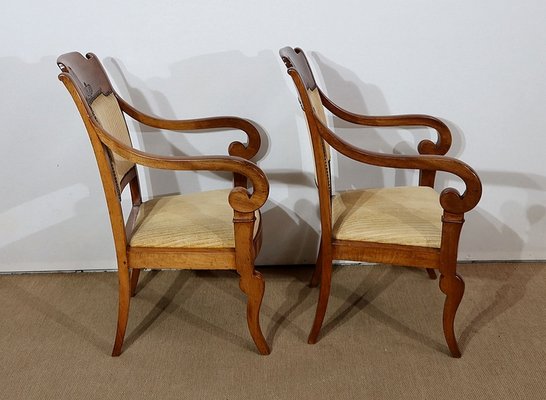 19th Century Walnut Stock Armchairs, Set of 2-RVK-1179111