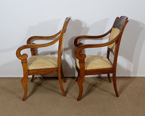 19th Century Walnut Stock Armchairs, Set of 2-RVK-1179111