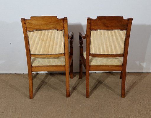 19th Century Walnut Stock Armchairs, Set of 2-RVK-1179111