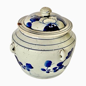 19th Century White and Blue Delft Faïence Pot, Netherlands-UR-1431399