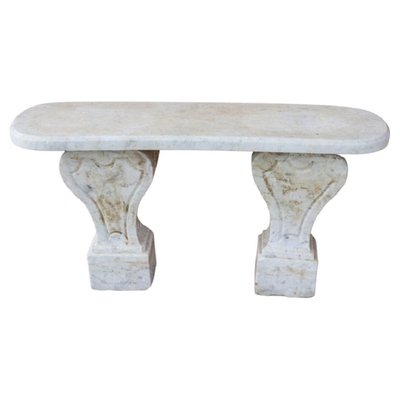 19th Century White Marble Garden Bench-DCO-1449778