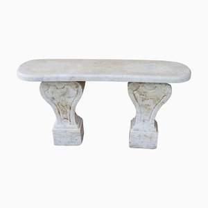 19th Century White Marble Garden Bench-DCO-1449778