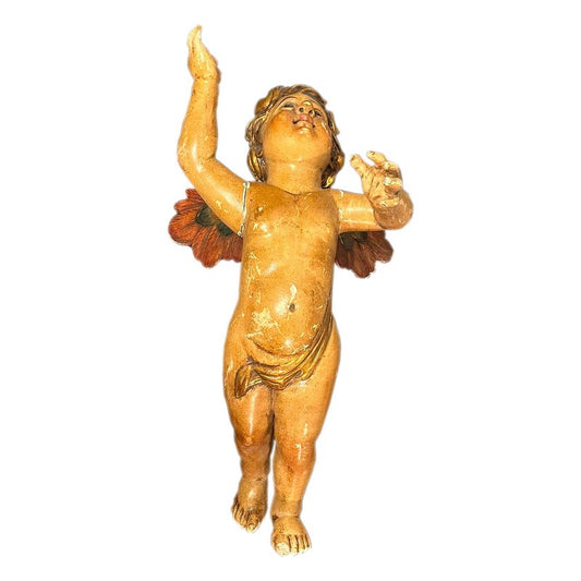 19th Century Wood Carved Angel Sculpture, Spain, 1800s