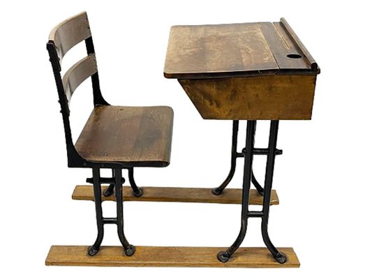 19th Century Wooden Children's School Desk-UCH-1768137