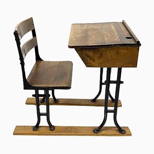 19th Century Wooden Children's School Desk-UCH-1768137