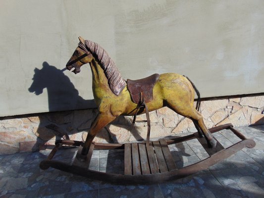 19th Century Wooden Rocking Horse-CAQ-1436326