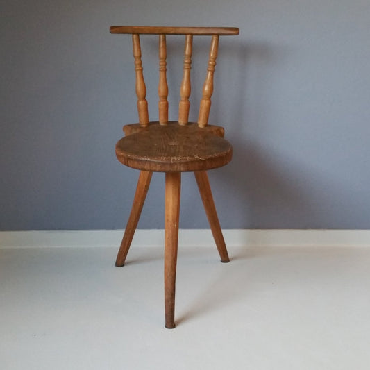 19th Century Wooden Tripod Side Chair