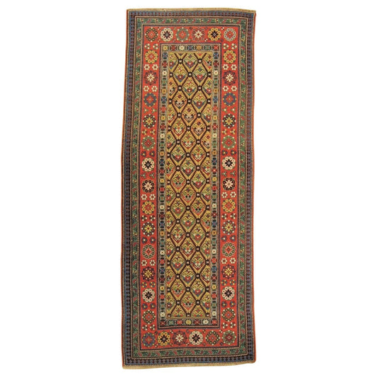 19th Century Yellow Green Red Caucasian Talish Rug